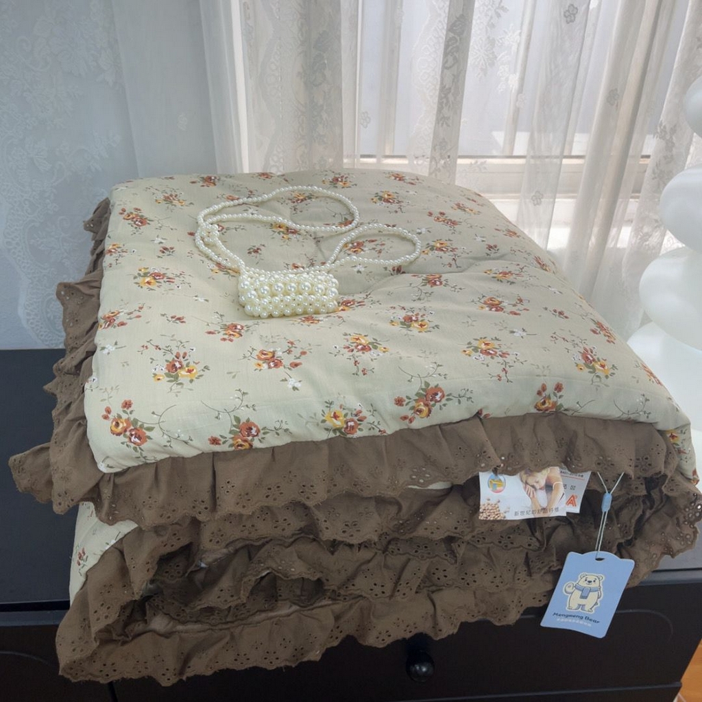 91家纺网 家纺一手货源 找家纺 暖居 2025新款纯棉豆豆被四件套5.7斤春秋被7.1斤冬被+同款砂洗棉花床盖三件套 摩卡