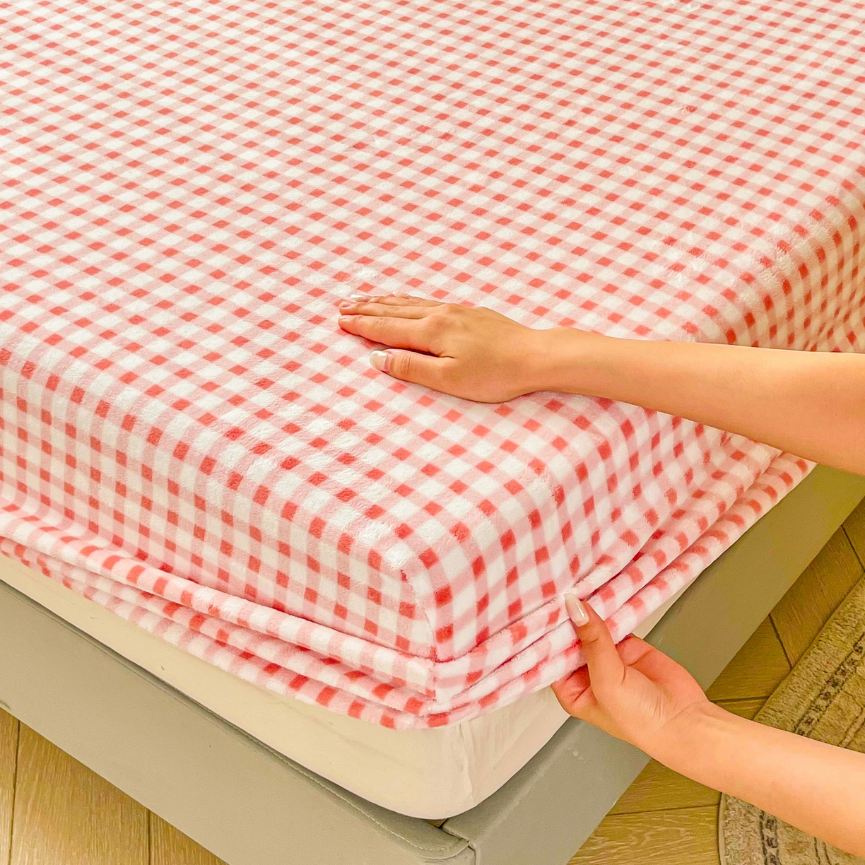 91家纺网 家纺一手货源 找家纺 恬澳家纺 2025新款200g高克重牛奶绒床笠单品床笠单件单床笠 暖阳-蜜桃格