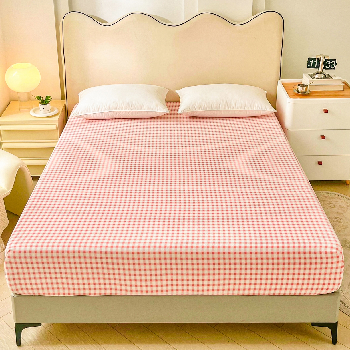 91家纺网 家纺一手货源 找家纺 恬澳家纺 2025新款200g高克重牛奶绒床笠单品床笠单件单床笠 暖阳-蜜桃格