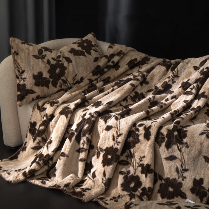 91家纺网 家纺一手货源 找家纺 子曰 2025新款A类美拉德兔绒复合毯系列 美拉德毛毯-花语