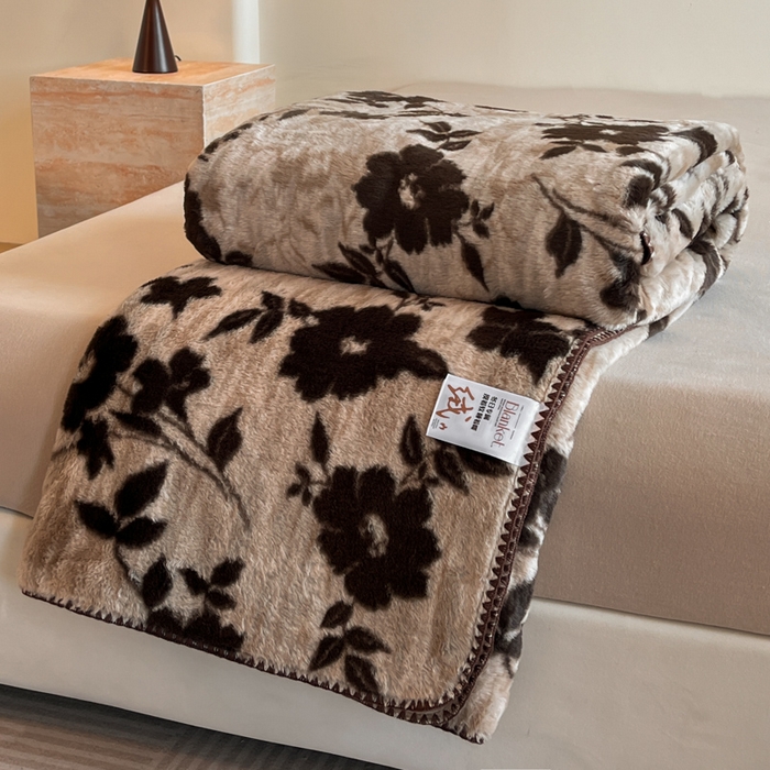 91家纺网 家纺一手货源 找家纺 子曰 2025新款A类美拉德兔绒复合毯系列 美拉德毛毯-花语