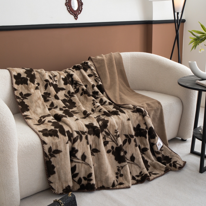 91家纺网 家纺一手货源 找家纺 子曰 2025新款A类美拉德兔绒复合毯系列 美拉德毛毯-花语