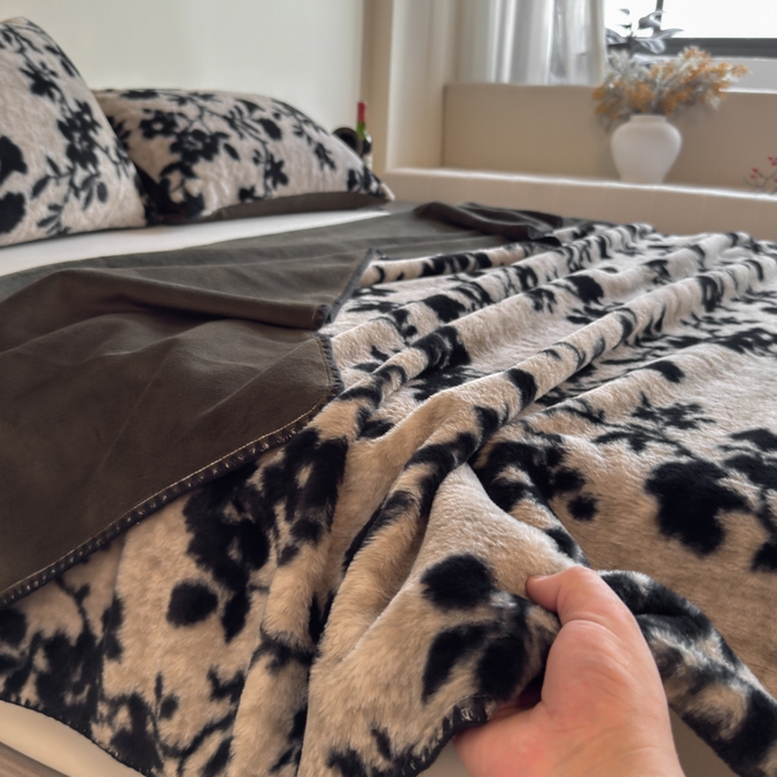 91家纺网 家纺一手货源 找家纺 子曰 2025新款A类美拉德兔绒复合毯系列 美拉德毛毯-萦漫