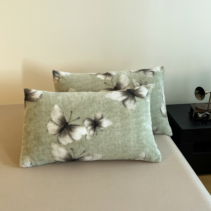 91家纺网 家纺一手货源 找家纺 子曰 2025新款A类美拉德兔绒复合毯系列 美拉德毛毯-蝶舞绿