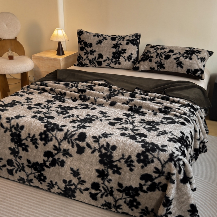 91家纺网 家纺一手货源 找家纺 子曰 2025新款A类美拉德兔绒复合毯系列 美拉德毛毯-萦漫