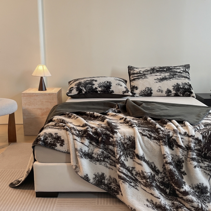 91家纺网 家纺一手货源 找家纺 子曰 2025新款A类美拉德兔绒复合毯系列 美拉德毛毯-赫本