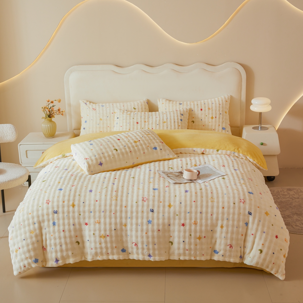 91家纺网 家纺一手货源 找家纺 巧格家纺 2025新款A类加厚泡泡牛奶绒印花工艺立体泡泡四件套（买家秀联系商家） 星月传奇