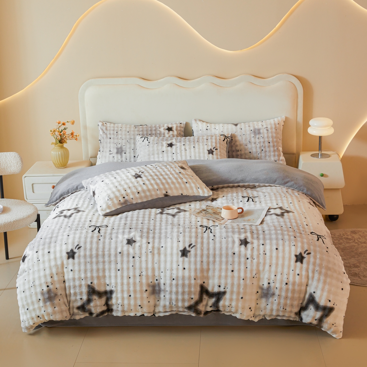 91家纺网 家纺一手货源 找家纺 （总）巧格家纺 2025新款A类加厚泡泡牛奶绒印花工艺立体泡泡四件套（买家秀联系商家）