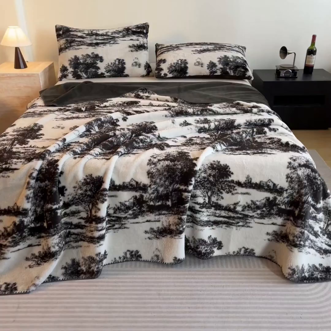 91家纺网 家纺一手货源 找家纺 子曰 2025新款A类美拉德兔绒复合毯系列 美拉德毛毯-赫本