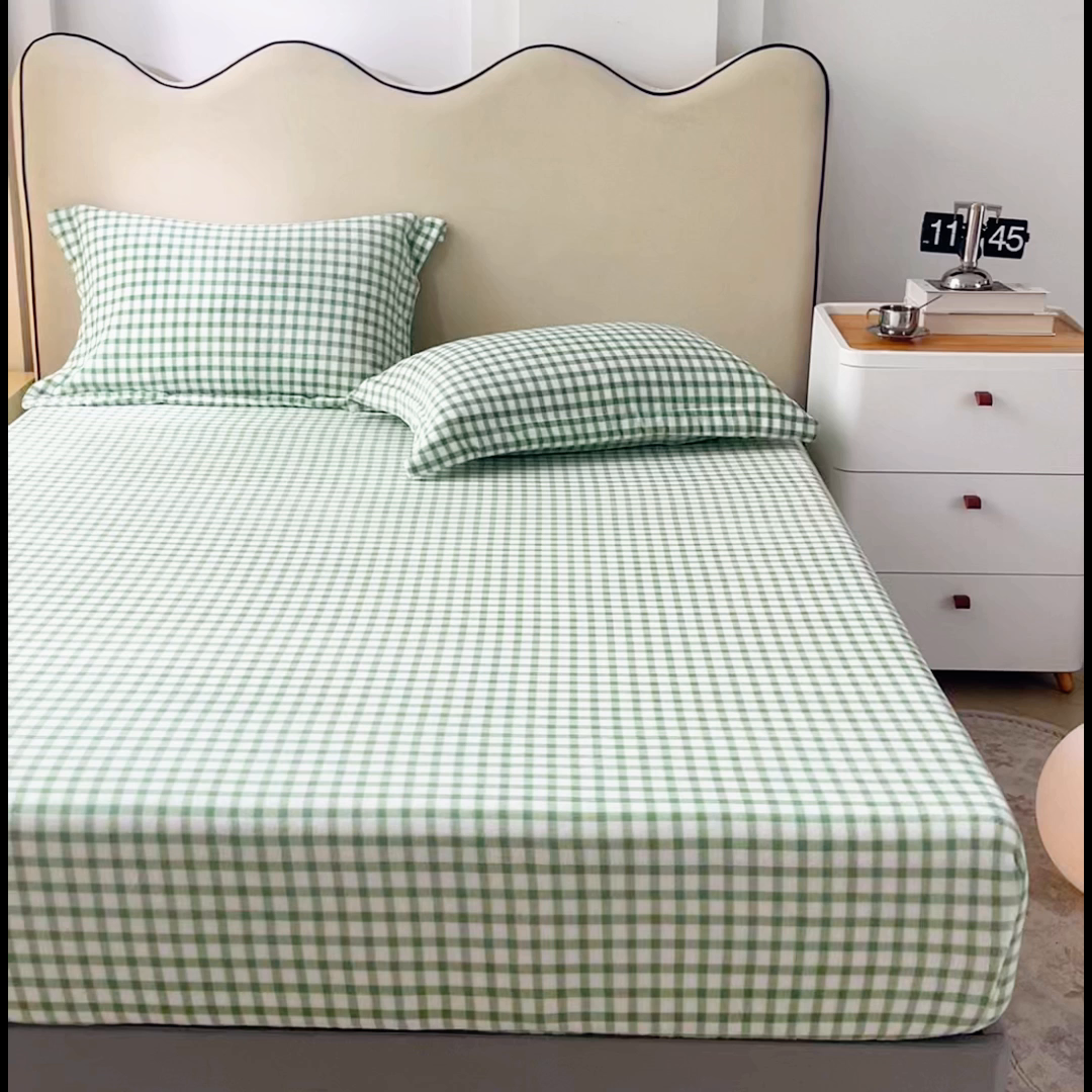 91家纺网 家纺一手货源 找家纺 恬澳家纺 2025新款200g高克重牛奶绒床笠单品床笠单件单床笠 暖阳-抹茶格