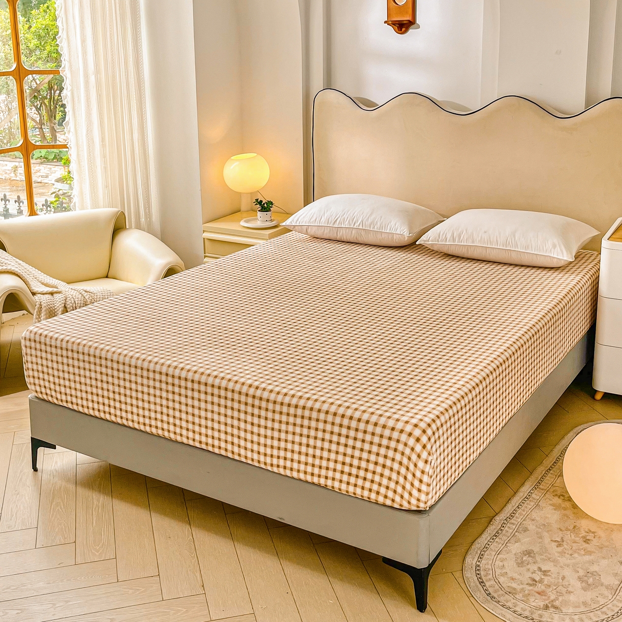 91家纺网 家纺一手货源 找家纺 恬澳家纺 2025新款200g高克重牛奶绒床笠单品床笠单件单床笠 暖阳-奶咖格