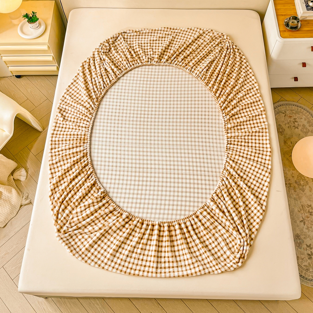 91家纺网 家纺一手货源 找家纺 恬澳家纺 2025新款200g高克重牛奶绒床笠单品床笠单件单床笠 暖阳-奶咖格