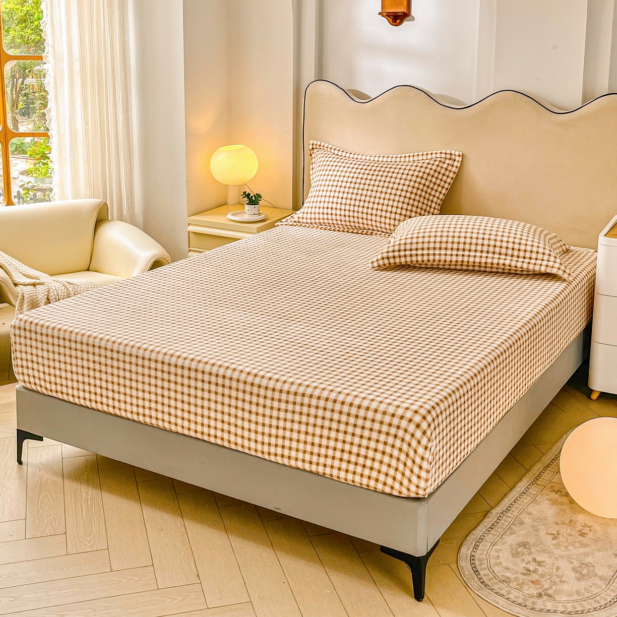 91家纺网 家纺一手货源 找家纺 恬澳家纺 2025新款200g高克重牛奶绒床笠单品床笠单件单床笠 暖阳-奶咖格