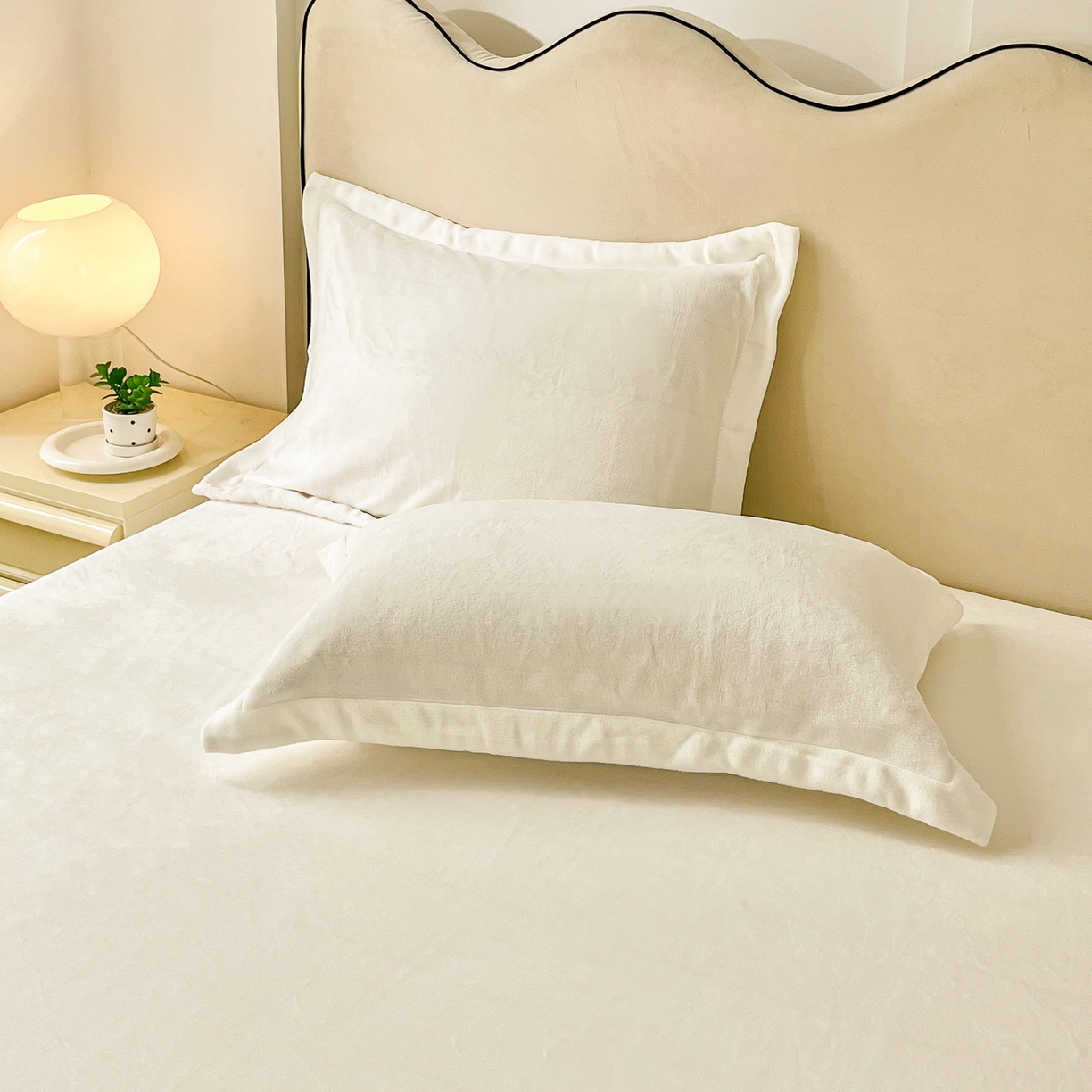 91家纺网 家纺一手货源 找家纺 恬澳家纺 2025新款200g高克重牛奶绒床笠单品床笠单件单床笠 暖阳-奶油白