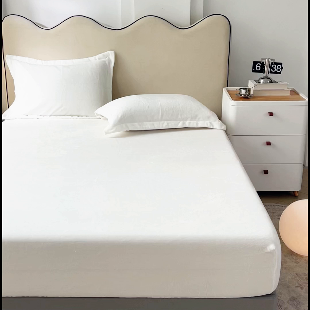 91家纺网 家纺一手货源 找家纺 恬澳家纺 2025新款200g高克重牛奶绒床笠单品床笠单件单床笠 暖阳-奶油白