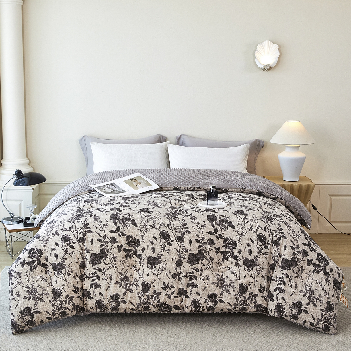 缔锦家纺 2025新款亚麻豆豆被被子被芯 水墨香韵