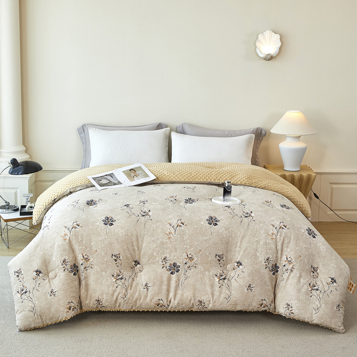 91家纺网 家纺一手货源 找家纺 （总）缔锦家纺 2025新款高克重全棉柔软绒床盖三件套