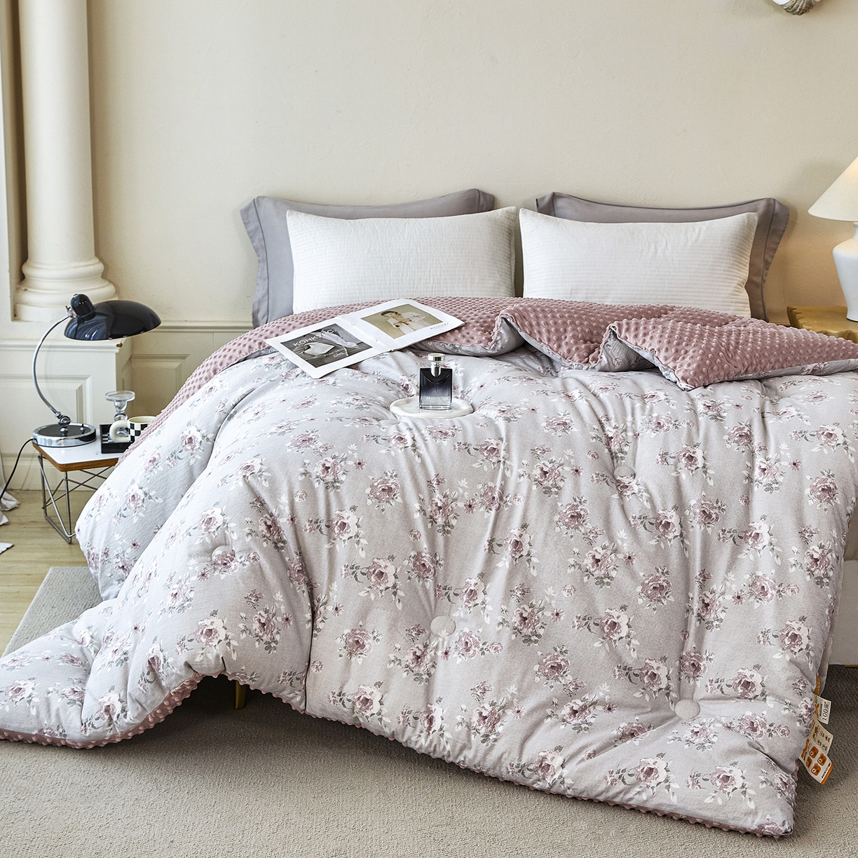 91家纺网 家纺一手货源 找家纺 缔锦家纺 2025新款亚麻豆豆被被子被芯 花汐