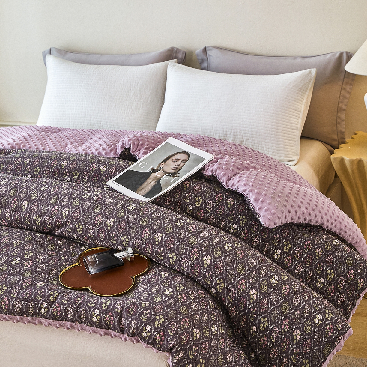 91家纺网 家纺一手货源 找家纺 缔锦家纺 2025新款亚麻豆豆被被子被芯 依梦