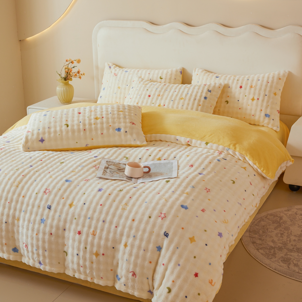 91家纺网 家纺一手货源 找家纺 巧格家纺 2025新款A类加厚泡泡牛奶绒印花工艺立体泡泡四件套（买家秀联系商家） 星月传奇