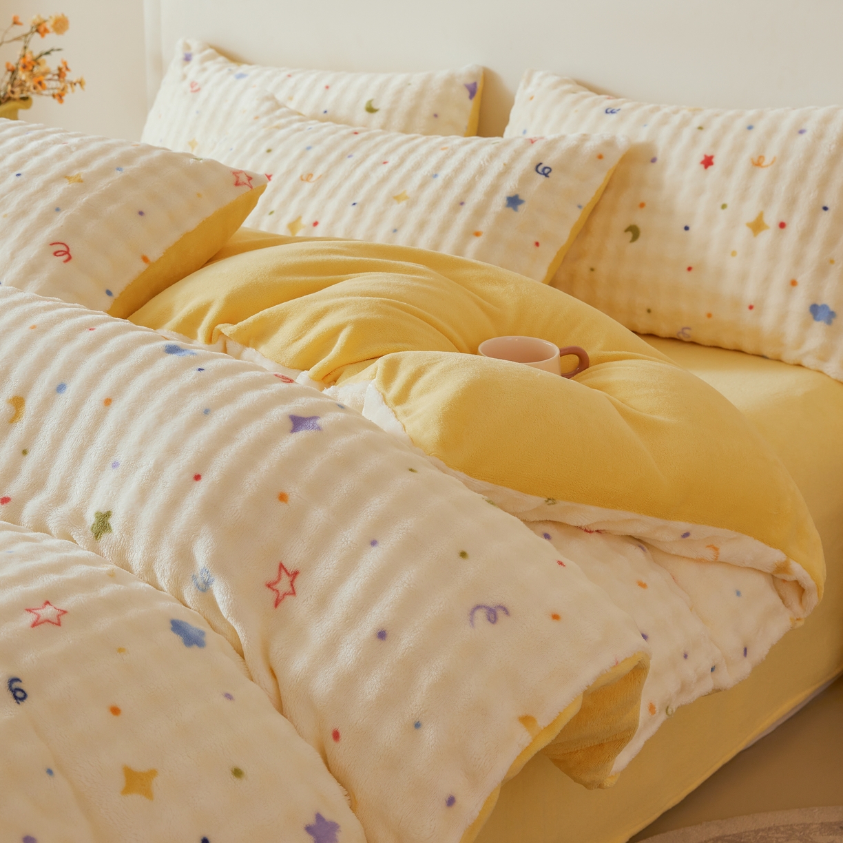 91家纺网 家纺一手货源 找家纺 巧格家纺 2025新款A类加厚泡泡牛奶绒印花工艺立体泡泡四件套（买家秀联系商家） 星月传奇