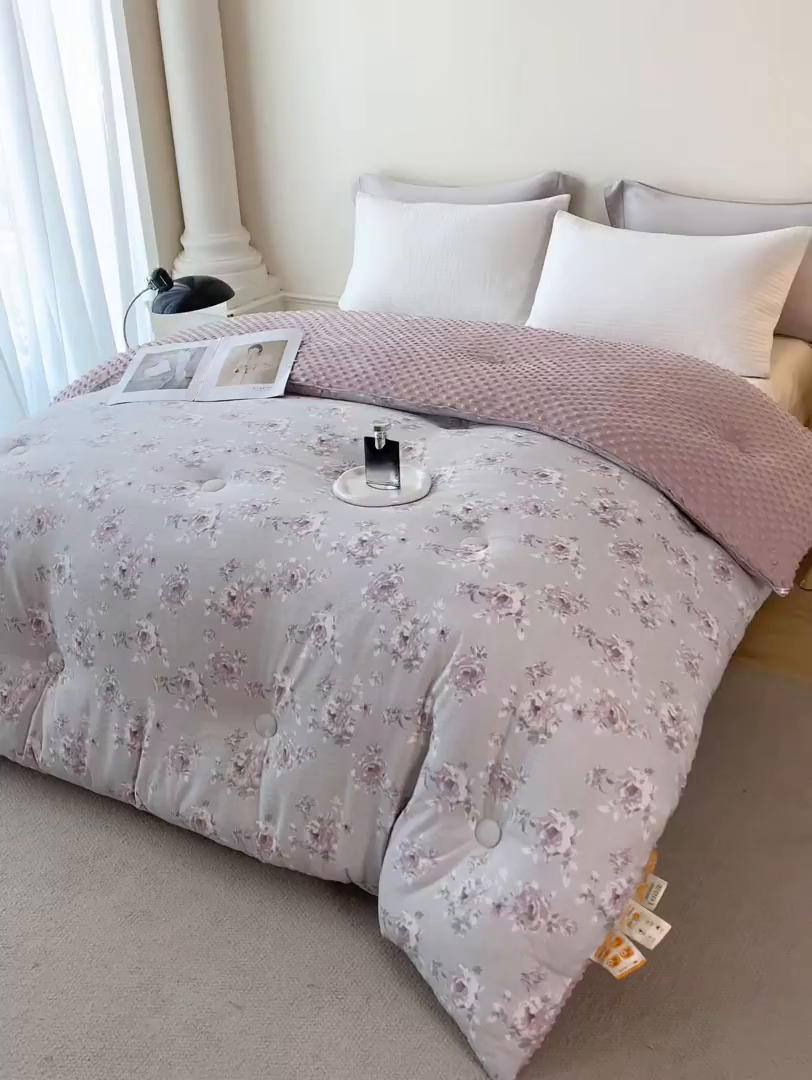 91家纺网 家纺一手货源 找家纺 缔锦家纺 2025新款亚麻豆豆被被子被芯 花汐