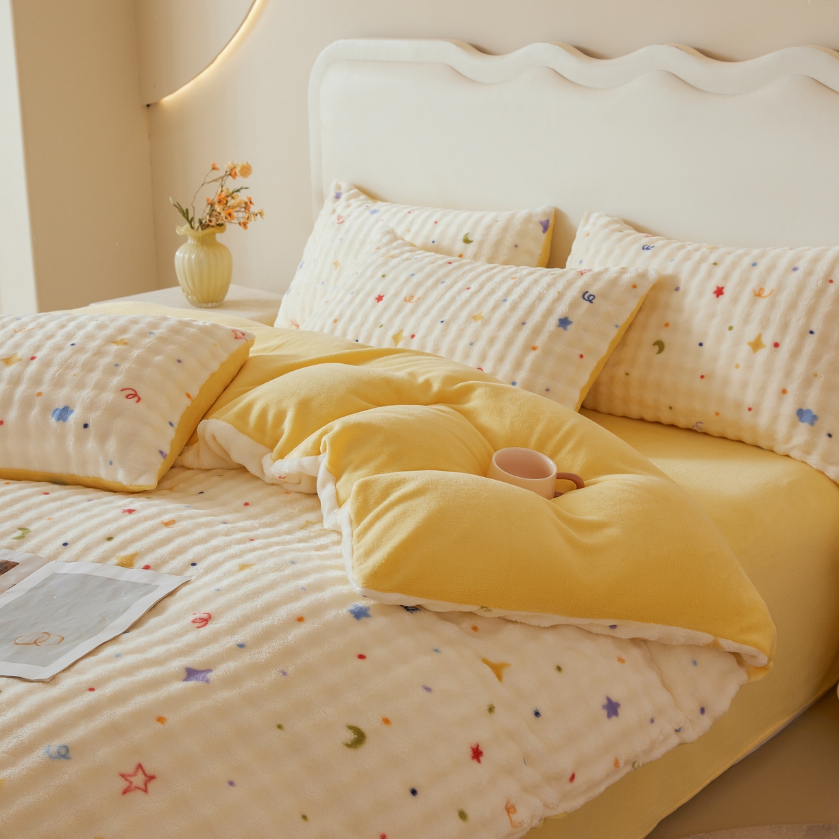 91家纺网 家纺一手货源 找家纺 巧格家纺 2025新款A类加厚泡泡牛奶绒印花工艺立体泡泡四件套（买家秀联系商家） 星月传奇