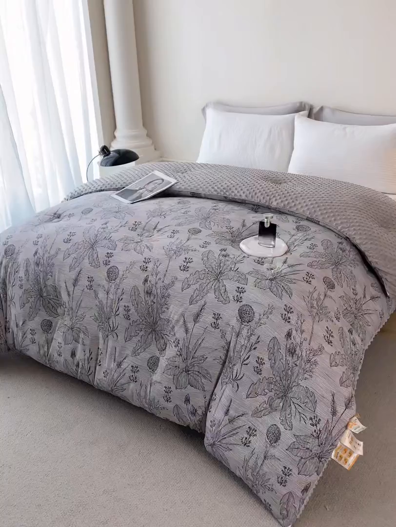 91家纺网 家纺一手货源 找家纺 缔锦家纺 2025新款亚麻豆豆被被子被芯 墨染秋意