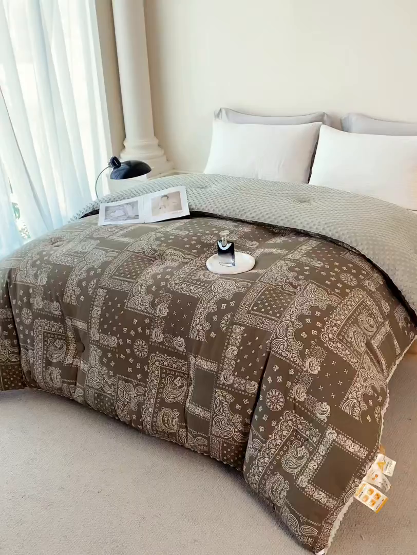 91家纺网 家纺一手货源 找家纺 缔锦家纺 2025新款亚麻豆豆被被子被芯 觅影