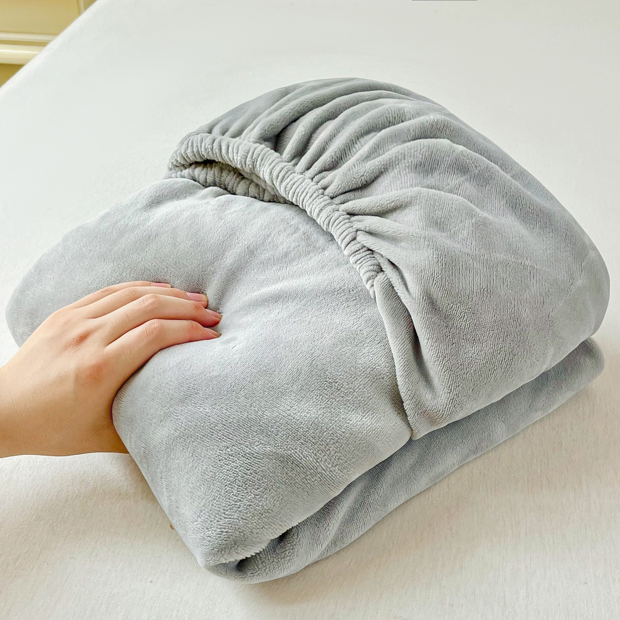 91家纺网 家纺一手货源 找家纺 恬澳家纺 2025新款200g高克重牛奶绒床笠单品床笠单件单床笠 暖阳-浅灰