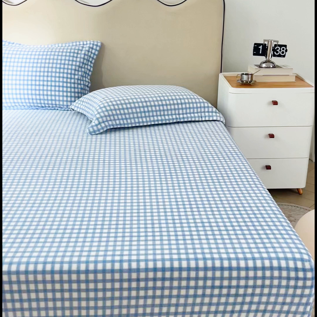 91家纺网 家纺一手货源 找家纺 恬澳家纺 2025新款200g高克重牛奶绒床笠单品床笠单件单床笠 暖阳-天蓝格