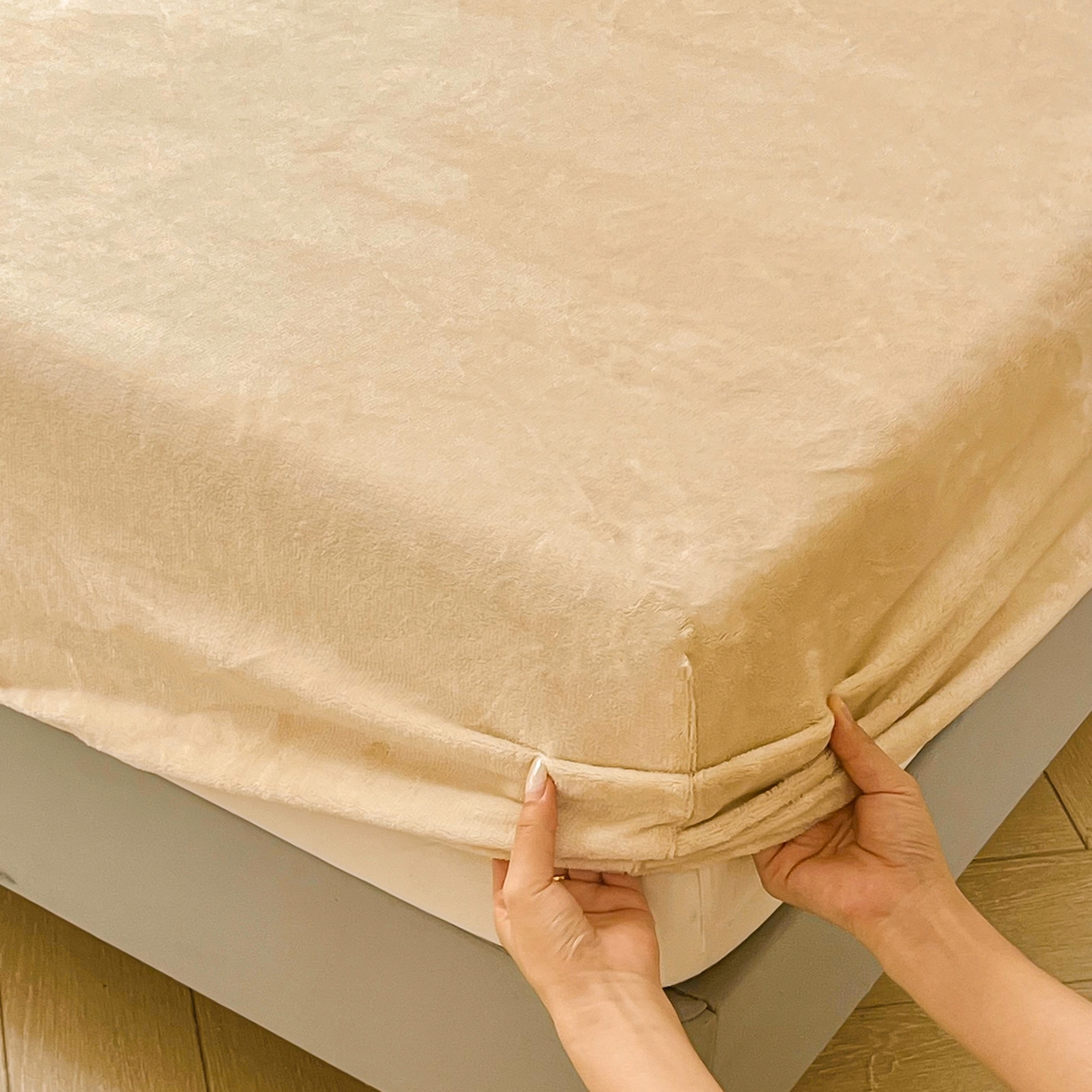 91家纺网 家纺一手货源 找家纺 恬澳家纺 2025新款200g高克重牛奶绒床笠单品床笠单件单床笠 暖阳-香槟