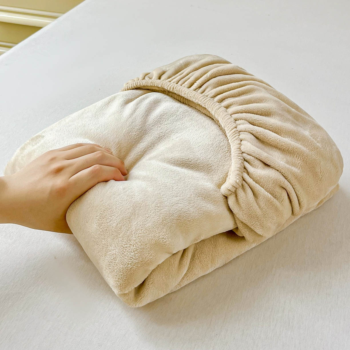 91家纺网 家纺一手货源 找家纺 恬澳家纺 2025新款200g高克重牛奶绒床笠单品床笠单件单床笠 暖阳-香槟