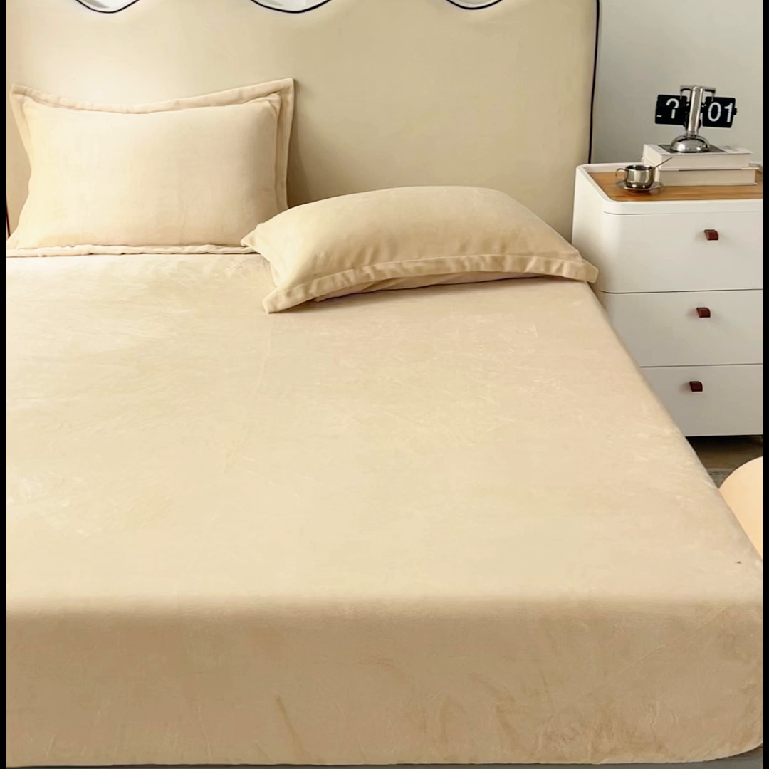 91家纺网 家纺一手货源 找家纺 恬澳家纺 2025新款200g高克重牛奶绒床笠单品床笠单件单床笠 暖阳-香槟