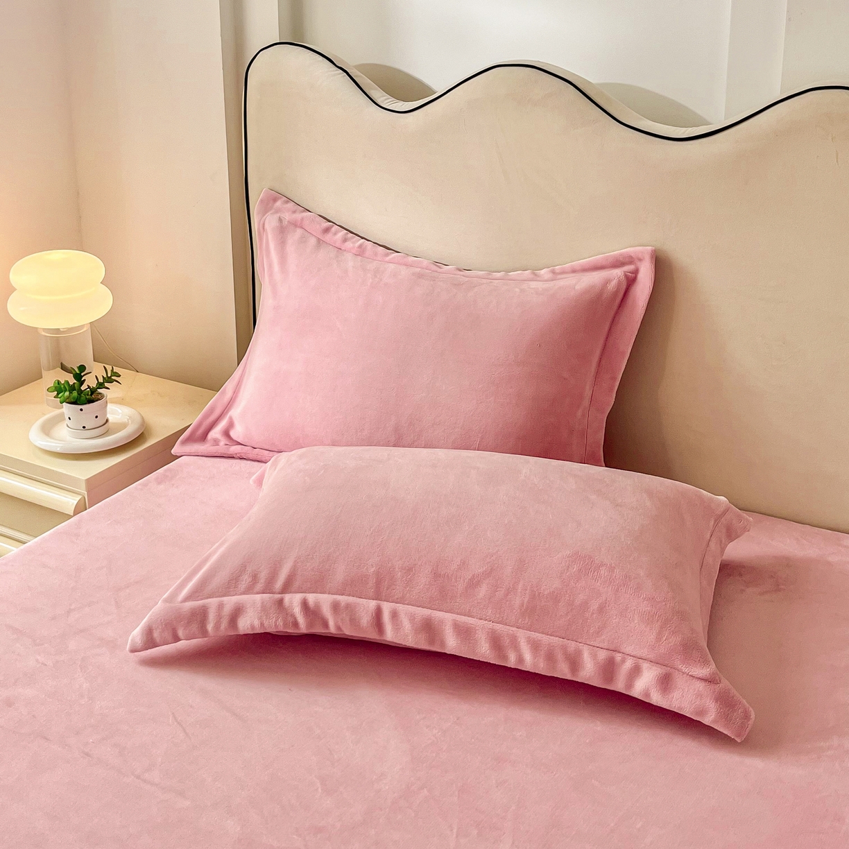 91家纺网 家纺一手货源 找家纺 恬澳家纺 2025新款200g高克重牛奶绒床笠单品床笠单件单床笠 暖阳-樱花粉