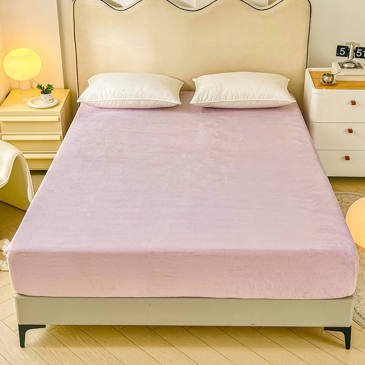 91家纺网 家纺一手货源 找家纺 恬澳家纺 2025新款200g高克重牛奶绒床笠单品床笠单件单床笠 暖阳-芋泥紫