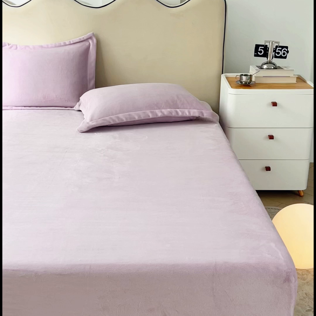 91家纺网 家纺一手货源 找家纺 恬澳家纺 2025新款200g高克重牛奶绒床笠单品床笠单件单床笠 暖阳-芋泥紫