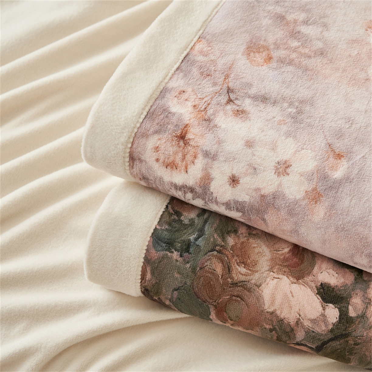 91家纺网 家纺一手货源 找家纺 寐绸家纺 2025新款牛奶绒数码印花毛毯 组合图仅供展示