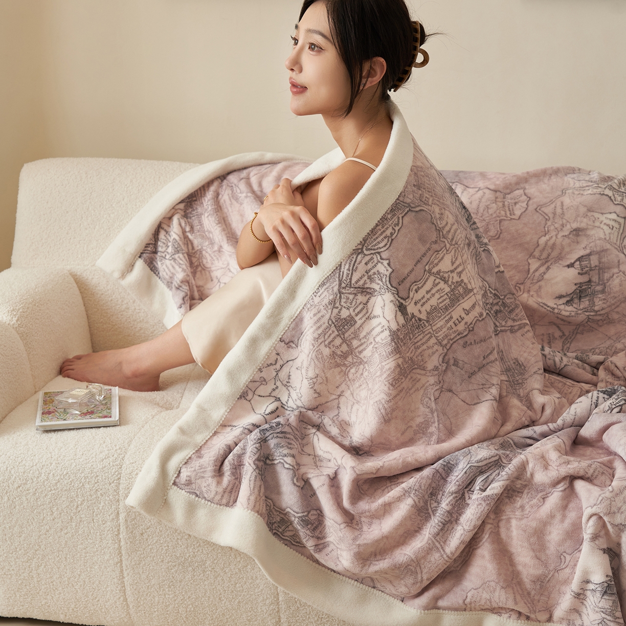 91家纺网 家纺一手货源 找家纺 寐绸家纺 2025新款牛奶绒数码印花毛毯 数码毛毯-地图