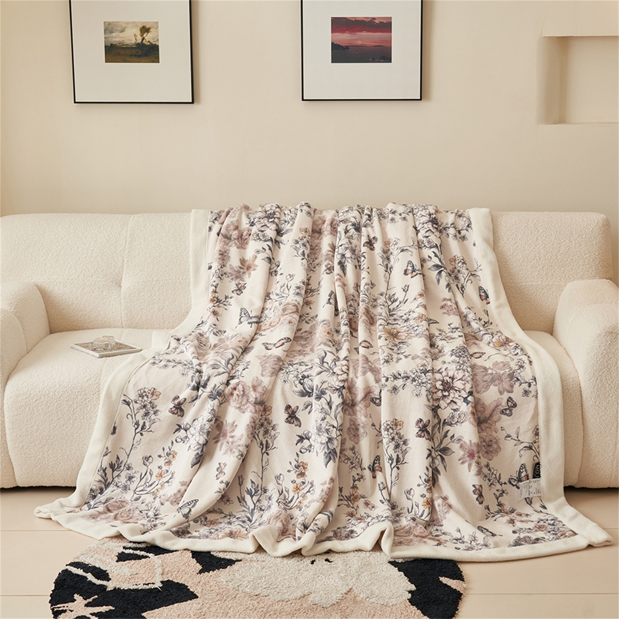 91家纺网 家纺一手货源 找家纺 寐绸家纺 2025新款牛奶绒数码印花毛毯 数码毛毯-古蝶