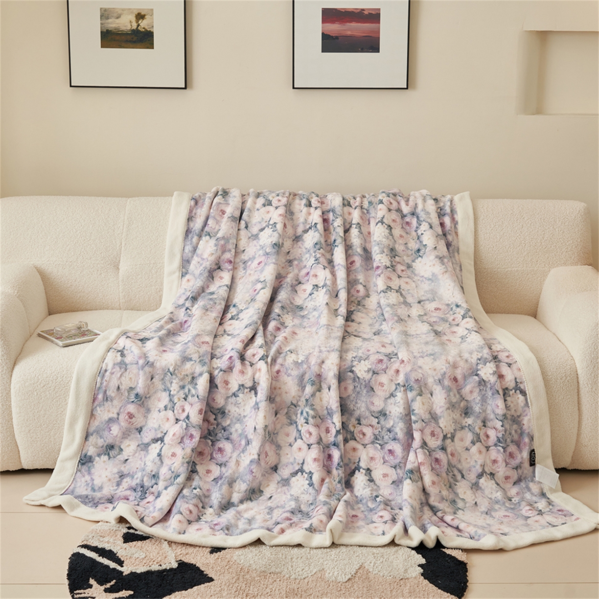 91家纺网 家纺一手货源 找家纺 寐绸家纺 2025新款牛奶绒数码印花毛毯 数码毛毯-花海