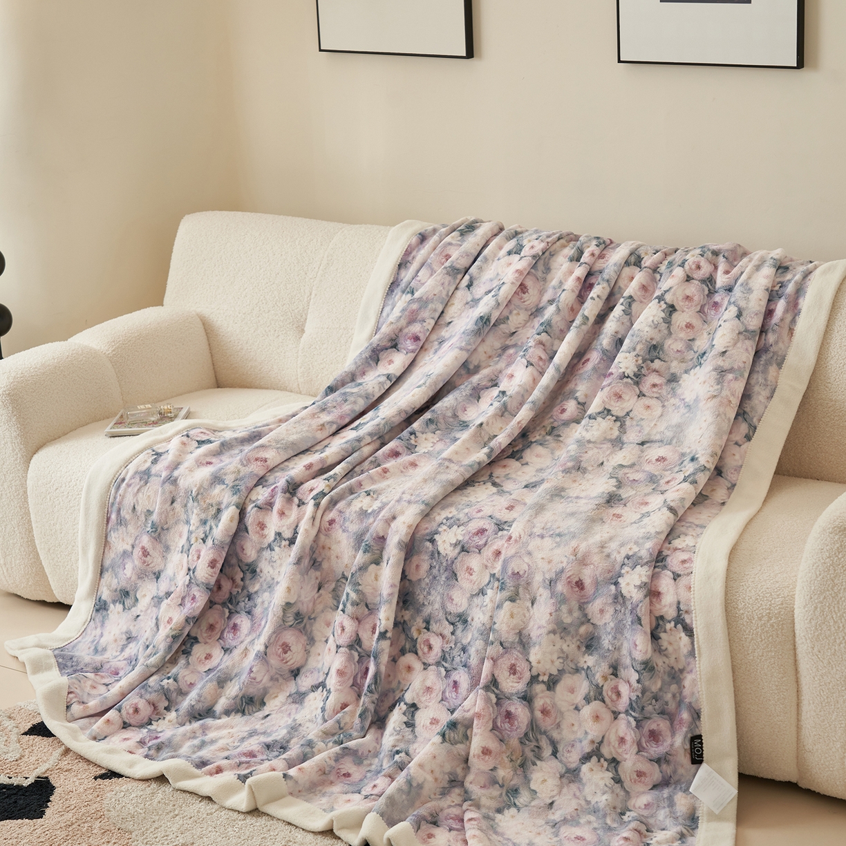 91家纺网 家纺一手货源 找家纺 寐绸家纺 2025新款牛奶绒数码印花毛毯 数码毛毯-花海