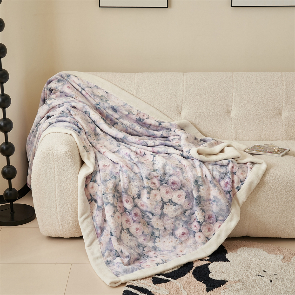 91家纺网 家纺一手货源 找家纺 寐绸家纺 2025新款牛奶绒数码印花毛毯 数码毛毯-花海