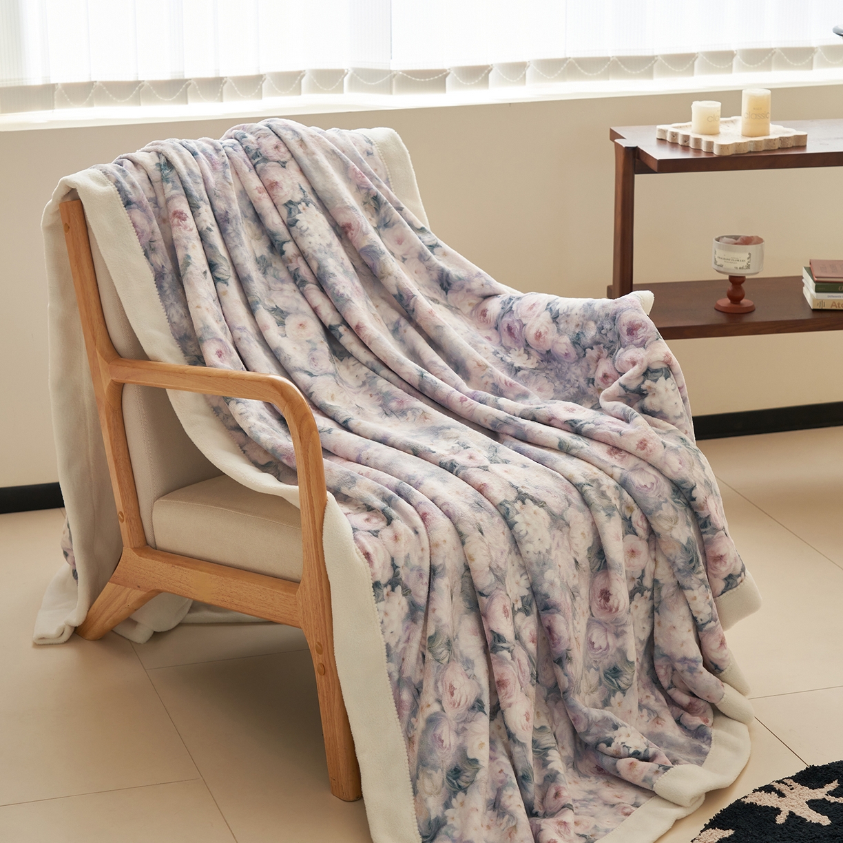 91家纺网 家纺一手货源 找家纺 寐绸家纺 2025新款牛奶绒数码印花毛毯 数码毛毯-花海