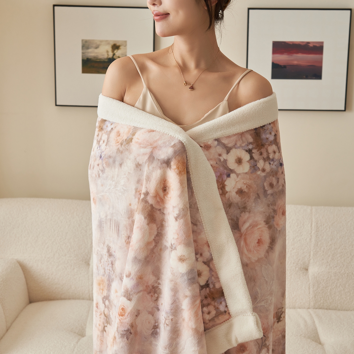 91家纺网 家纺一手货源 找家纺 寐绸家纺 2025新款牛奶绒数码印花毛毯 数码毛毯-花园城堡