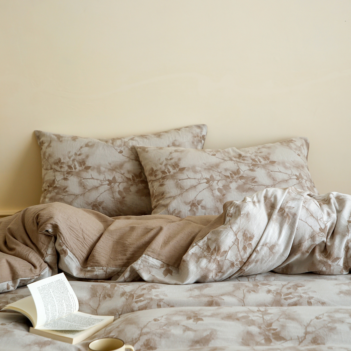 91家纺网 家纺一手货源 找家纺 沐白家居 2025新款色织全棉提花四件套 流金岁月-卡其