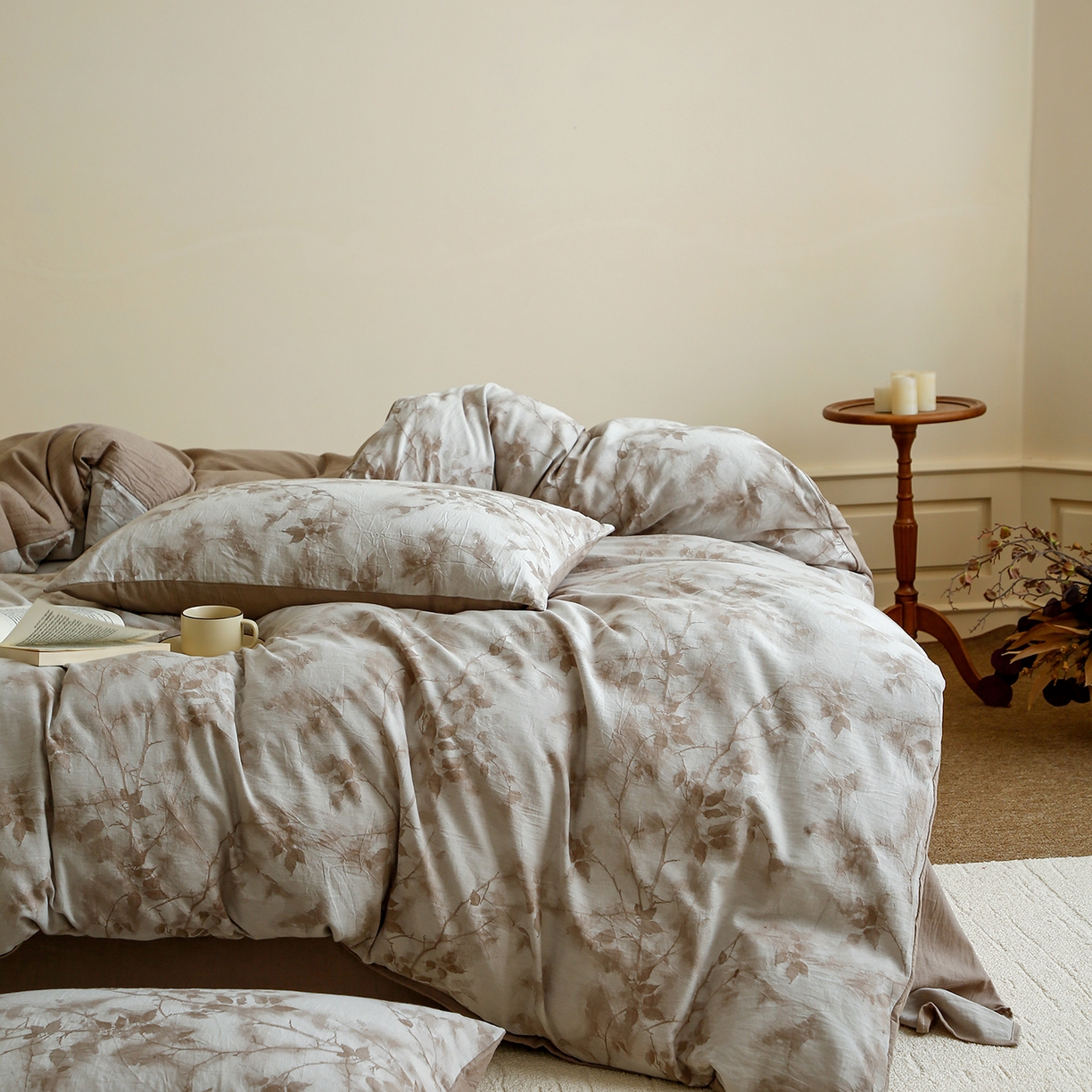 91家纺网 家纺一手货源 找家纺 沐白家居 2025新款色织全棉提花四件套 流金岁月-卡其