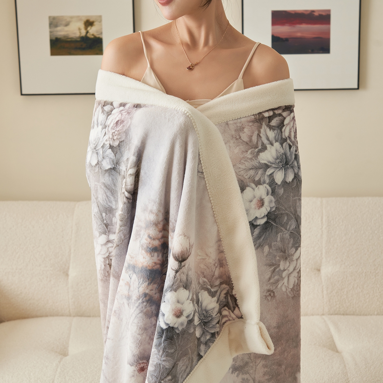 91家纺网 家纺一手货源 找家纺 寐绸家纺 2025新款牛奶绒数码印花毛毯 数码毛毯-旧梦