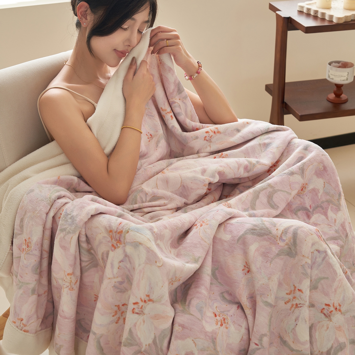 91家纺网 家纺一手货源 找家纺 寐绸家纺 2025新款牛奶绒数码印花毛毯 数码毛毯-梦百合