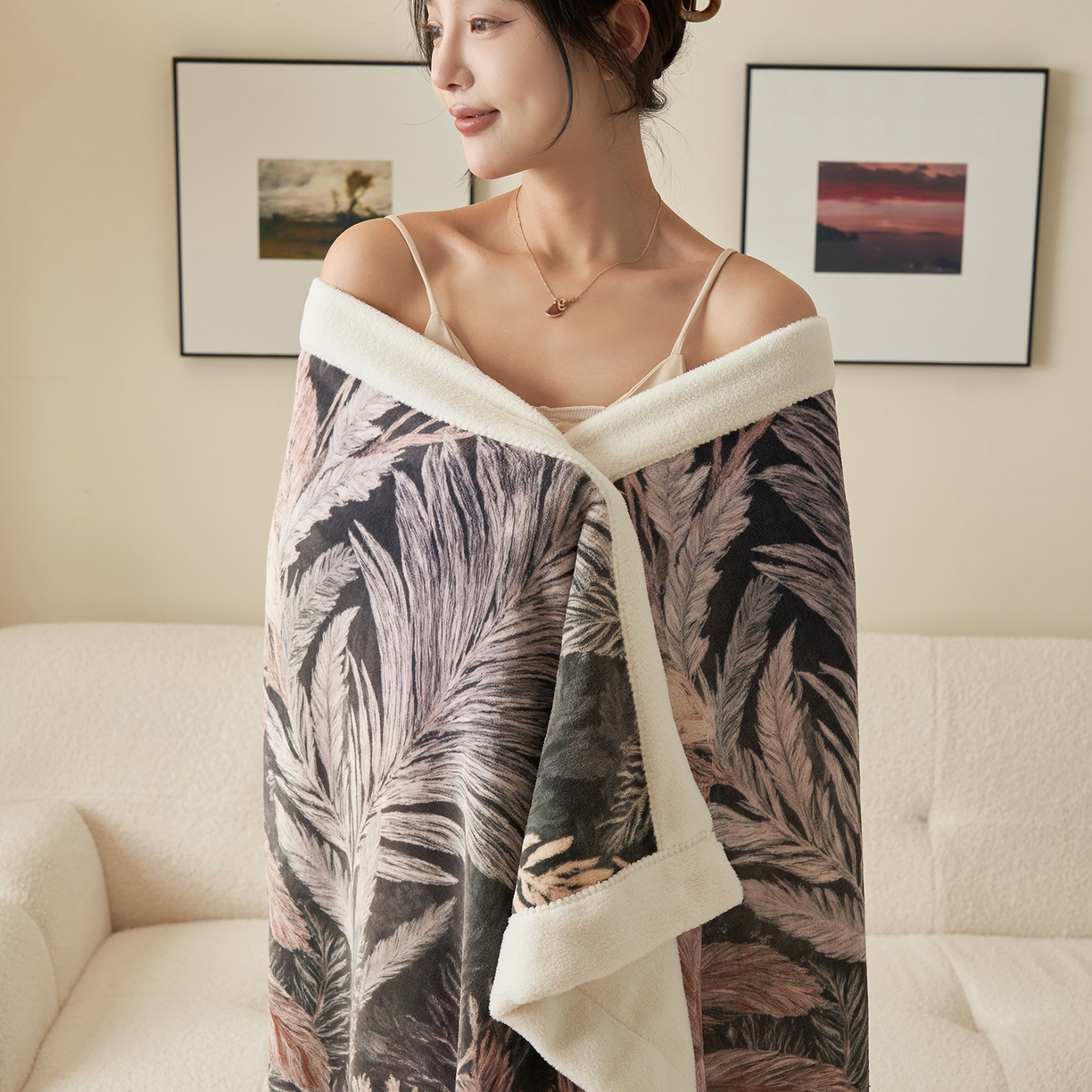 91家纺网 家纺一手货源 找家纺 寐绸家纺 2025新款牛奶绒数码印花毛毯 数码毛毯-梦境